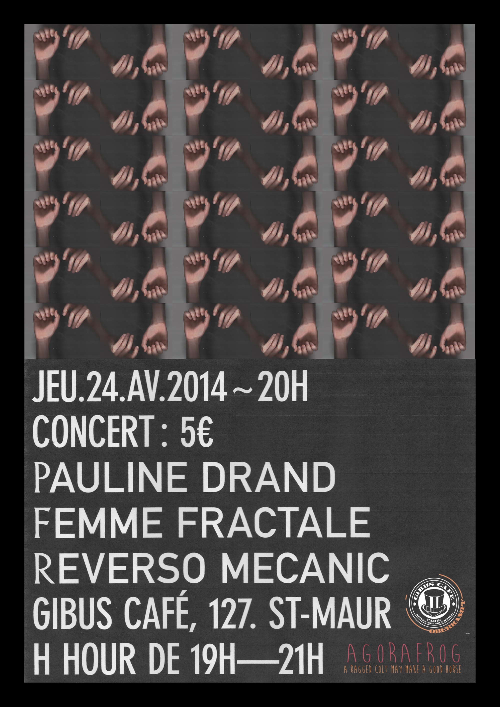 une affiche de concert avec des mains