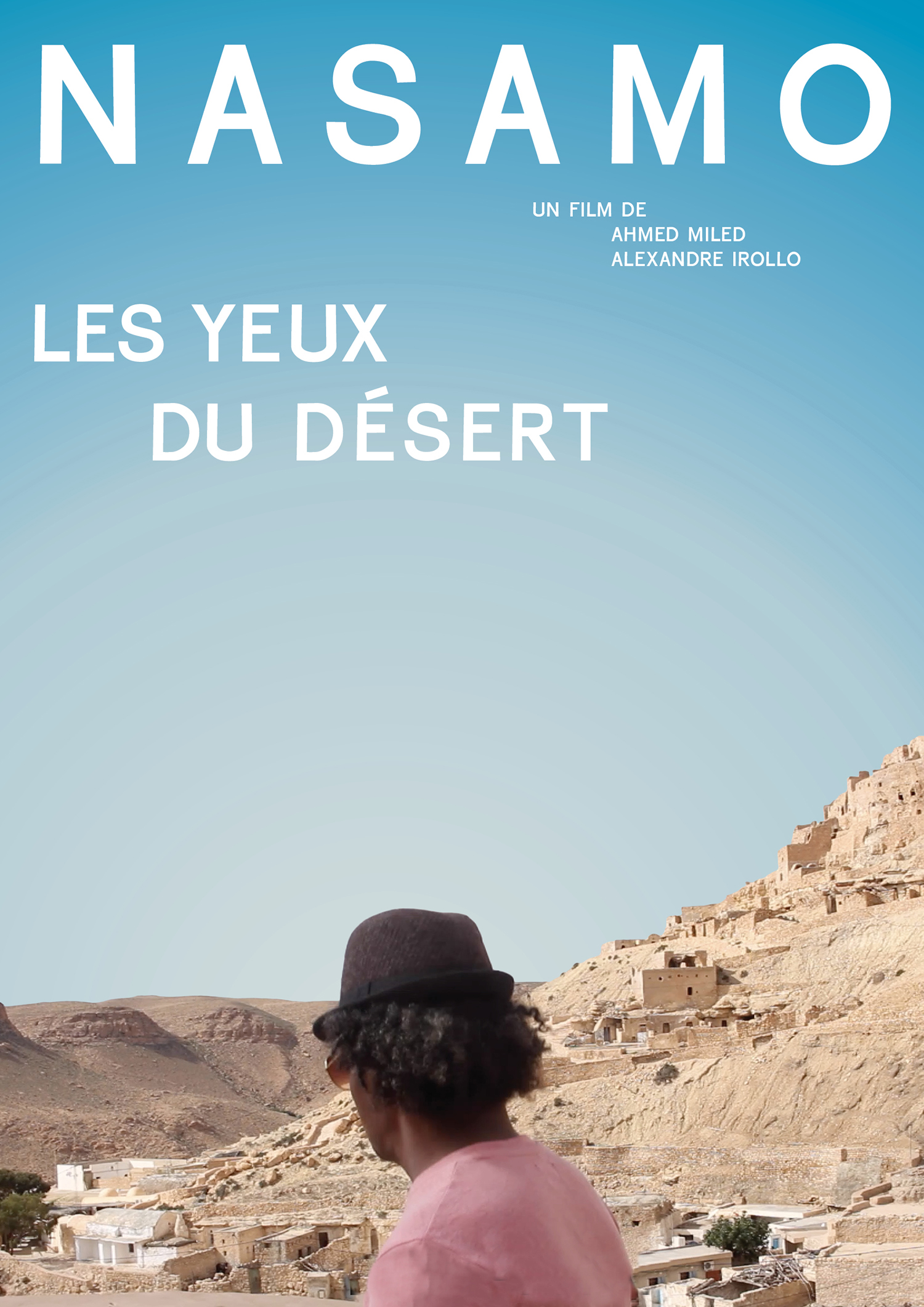Une affiche avec un paysage désertique pour Nasamo